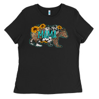 Mama Bear Sunflowers Leopard Cowhide Mother's Day Ladies Tee | Teevron