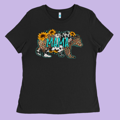 Mama Bear Sunflowers Leopard Cowhide Mother's Day Ladies Tee Designed By Jasminsmagicworld