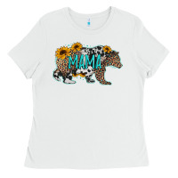 White mama bear sunflowers leopard cowhide mother's day Ladies Tee - Jasminsmagicworld