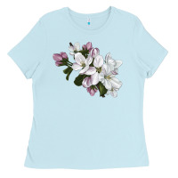 Baby Blue apple blossom Ladies Tee - LillyAllenDesigns