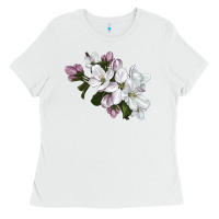 White apple blossom Ladies Tee - LillyAllenDesigns
