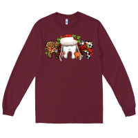 Burgundy Christmas teeth dentist Long Sleeve Tee - Jasminsmagicworld