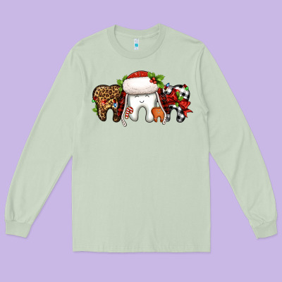 Christmas Teeth Dentist Long Sleeve Tee Designed By Jasminsmagicworld