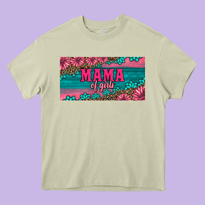Pink Roses Mama Of Girls License Plate Heavy Core Tee Designed By Artiststas