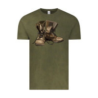 Vintage Olive soldier veteran boots Vintage Tee - MaliasSmallBusiness