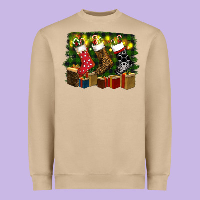 Christmas Santa Socks Heavyweight Sweatshirt Designed By Ranaportraitstore