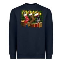 Navy Christmas Santa Socks Heavyweight Sweatshirt - RanaPortraitStore