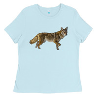 Baby Blue coyote Ladies Tee - LillyAllenDesigns