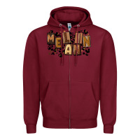Burgundy melanin with leopard Zipper Hoodie - CowGirlArtShop