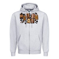 Heather Grey melanin with leopard Zipper Hoodie - CowGirlArtShop