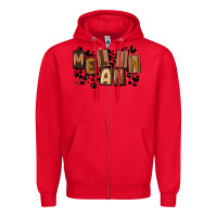 Red melanin with leopard Zipper Hoodie - CowGirlArtShop