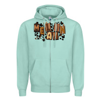 Seafoam melanin with leopard Zipper Hoodie - CowGirlArtShop
