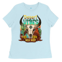 Baby Blue desert vibes wild west Ladies Tee - NancyCooperArtShop