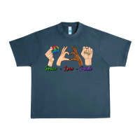 Midnight Navy Peace Love Pride Urban Heavy Tee - BundleAndBundleShop