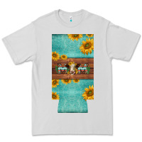 Dove Grey mom hereford cattle sunflowers on tooled leather slim can cooler Premium Tee - BarkalooDesign