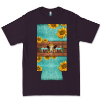 Plum mom hereford cattle sunflowers on tooled leather slim can cooler Premium Tee - BarkalooDesign