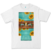 Mom Hereford Cattle Sunflowers On Tooled Leather Slim Can Cooler Premium Tee | Teevron