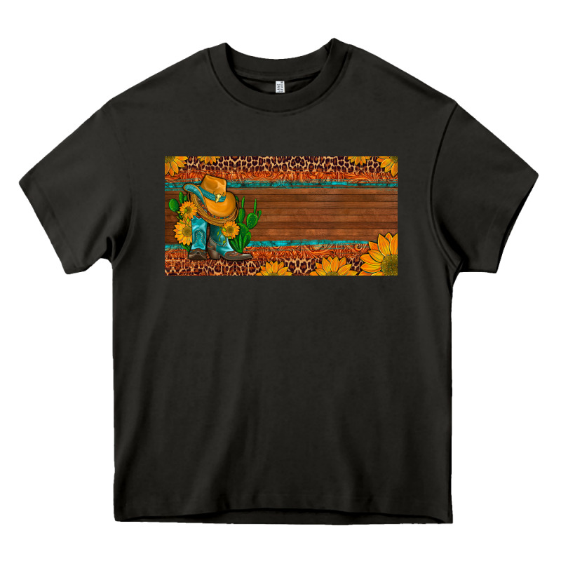 Custom Cowboy Boots Sunflowers And Cactus License Plate Heavy Core Tee by Artiststas | Teevron