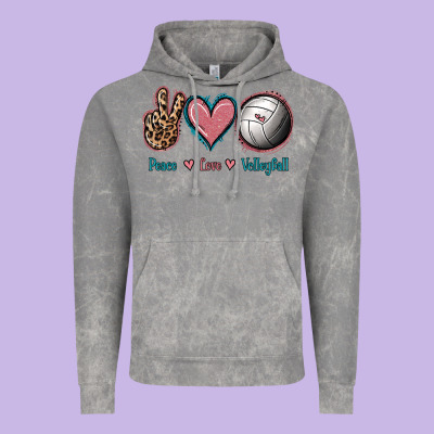 Peace Love Volleyball Vintage Hoodie Designed By Jasminsmagicworld