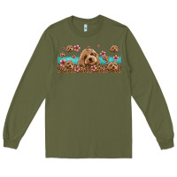 Army Green floral cockapoo Long Sleeve Tee - Jasminsmagicworld