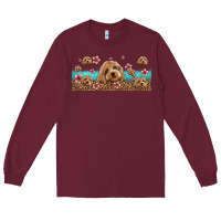 Burgundy floral cockapoo Long Sleeve Tee - Jasminsmagicworld