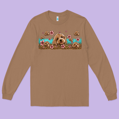 Floral Cockapoo Long Sleeve Tee Designed By Jasminsmagicworld