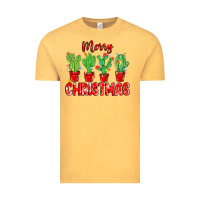 Vintage Mustard Merry Christmas Cactuses Vintage Tee - MaliasSmallBusiness