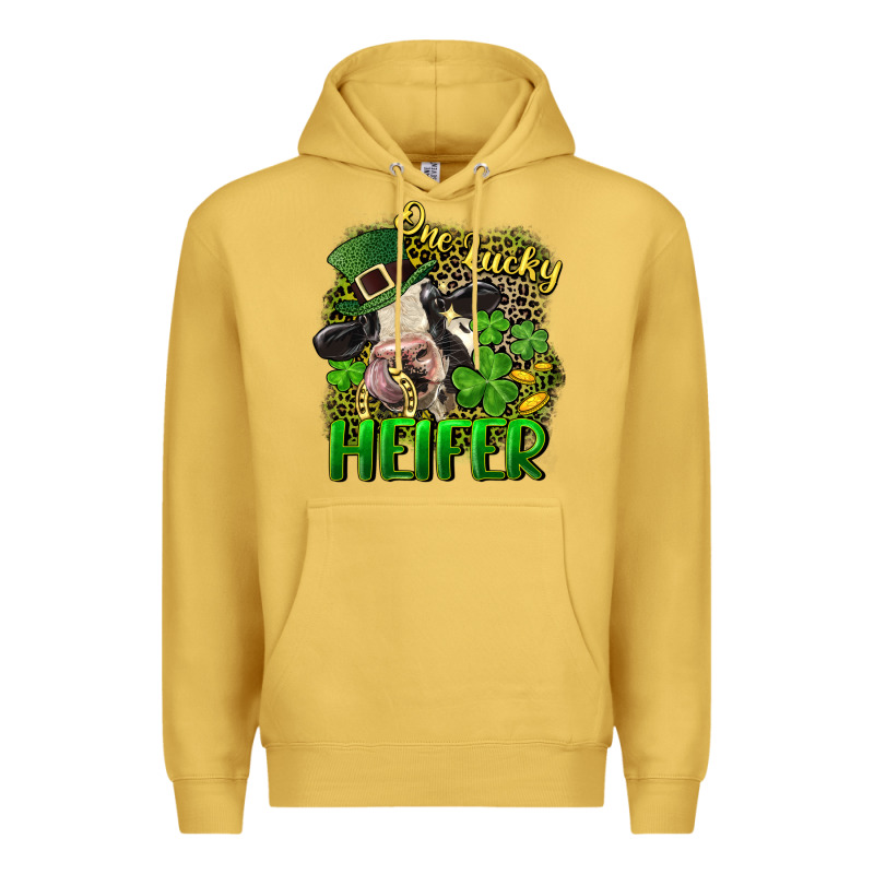 One Lucky Heifer Premium Hoodie by CowGirlArtShop | Teevron