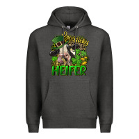 Charcoal Heather One lucky Heifer Premium Hoodie - CowGirlArtShop