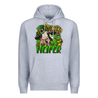 Heather Grey One lucky Heifer Premium Hoodie - CowGirlArtShop