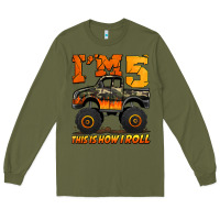 Army Green i'm five this is how i roll monster truck birthday Long Sleeve Tee - Jasminsmagicworld