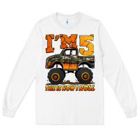 White i'm five this is how i roll monster truck birthday Long Sleeve Tee - Jasminsmagicworld