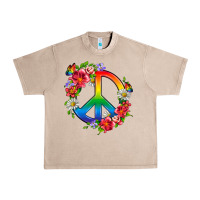 Peace Pride Lgbtq+ And Flowers Urban Heavy Tee | Teevron