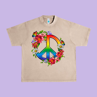 Peace Pride Lgbtq+ And Flowers Urban Heavy Tee Designed By Bundleandbundleshop