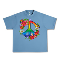 Pebble Blue Peace Pride LGBTQ+ And Flowers Urban Heavy Tee - BundleAndBundleShop