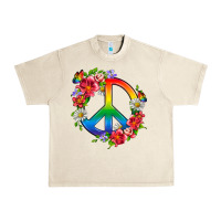 Sandshell Peace Pride LGBTQ+ And Flowers Urban Heavy Tee - BundleAndBundleShop