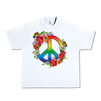 White Peace Pride LGBTQ+ And Flowers Urban Heavy Tee - BundleAndBundleShop