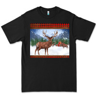 Christmas Reindeer Red Barn Country Farm Christmas Premium Tee | Teevron
