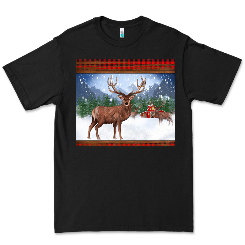 Christmas Reindeer Red Barn Country Farm Christmas Premium Tee by BarkalooDesign | Teevron