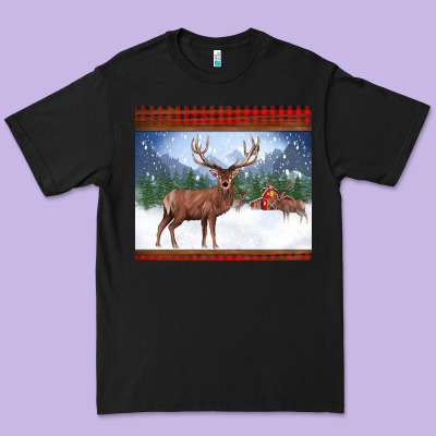 Christmas Reindeer Red Barn Country Farm Christmas Premium Tee Designed By Barkaloodesign
