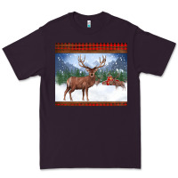 Plum christmas reindeer red barn country farm christmas Premium Tee - BarkalooDesign