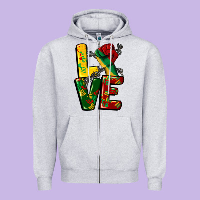 Love Juneteenth Zipper Hoodie Designed By Cowgirlartshop