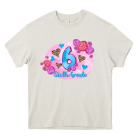 Cream back to school flowers sixth grade 3200x2400 Heavy Core Tee - AdoDesignShop