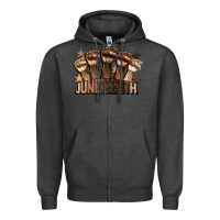 Charcoal Heather melanin juneteenth Zipper Hoodie - CowGirlArtShop