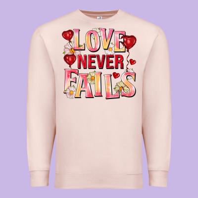 Love Never Fails Premium Sweatshirt Designed By Fadigitalartstudio
