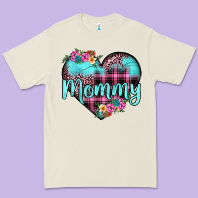 Mommy Leopard Turquoise Heart Premium Tee Designed By Jahusdesignshop