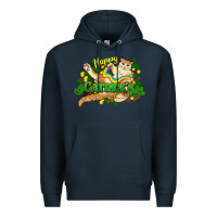 Navy St. Patrick's Day cat Premium Hoodie - HowdyJamesFarm