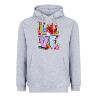Heather Grey Easter love Teacher Heavyweight Hoodie - OliviaCreatesArt