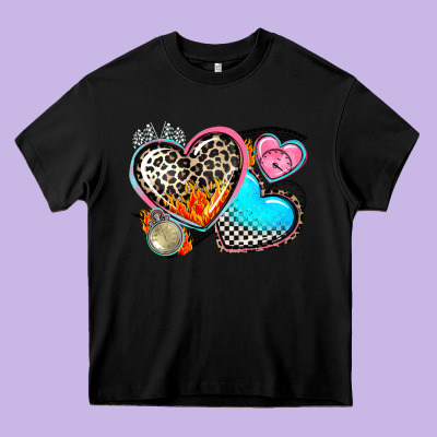 Western Leopard  Racing  Hearts Heavy Core Tee Designed By Adodesignshop
