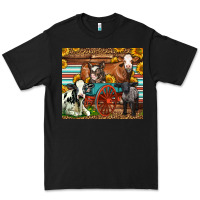 Black Farm Animals On An Old Wagon Premium Tee - LillyAllenDesigns